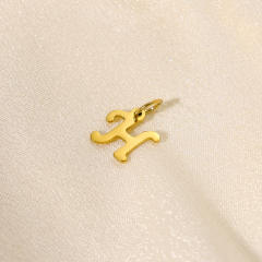 Stainless steel plating 14K gold 26 English letter pendant titanium steel DIY jewelry accessories wholesale
