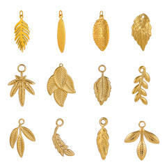 Ancient Gold Hanging DIY Metallic Accessories Bracelet Necklace Personalized Accessories Leaf Feather Retro Pendant