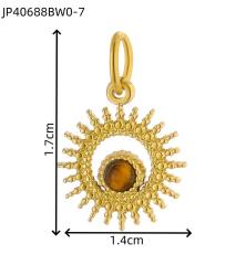 Sunflower Tiger Eye Maillard Color DIY Stainless Steel Pendant Handmade Necklace Earrings Accessories