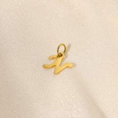 Stainless steel plating 14K gold 26 English letter pendant titanium steel DIY jewelry accessories wholesale