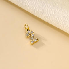 Diamond Zircon Digital Heart Symbol Pendant Accessories Stainless Steel Electroplating DIY Handmade Jewelry