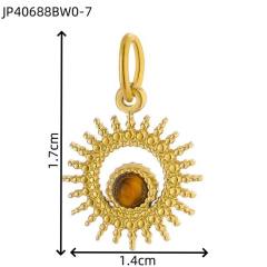 Sunflower Tiger Eye Maillard Color DIY Stainless Steel Pendant Handmade Necklace Earrings Accessories