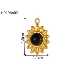 Sunflower Tiger Eye Maillard Color DIY Stainless Steel Pendant Handmade Necklace Earrings Accessories