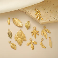 Ancient Gold Hanging DIY Metallic Accessories Bracelet Necklace Personalized Accessories Leaf Feather Retro Pendant