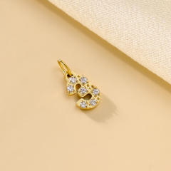 Diamond Zircon Digital Heart Symbol Pendant Accessories Stainless Steel Electroplating DIY Handmade Jewelry