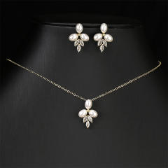 Water Drops Pearl Necklace Earrings Jewelry suit Women's High-end Bridal Accessories Jewelry Two-piece Set