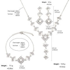 Water Drops Pearl Necklace Earrings Jewelry suit Women's High-end Bridal Accessories Jewelry Two-piece Set