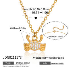 18KG holiday styel full diamond shell seahorse stainless steel necklace bracelet set