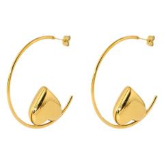Exaggerated Glossy Round Ball Heart-Shaped Stainless Steel Earrings