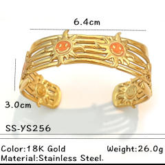 18KG orange color enamel leaf design stainless steel bangle bracelet
