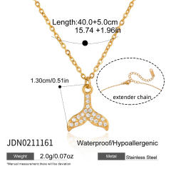 18KG holiday styel full diamond shell seahorse stainless steel necklace bracelet set