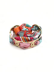 Popular Hollow Ring Stainless Steel Bracelet Flower Copper Coin Bohemian Silk Scarf Wrapped Hand Jewelry Set