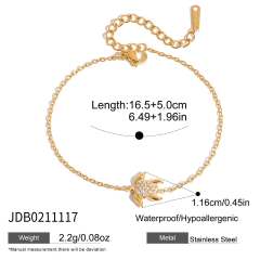 18KG holiday styel full diamond shell seahorse stainless steel necklace bracelet set