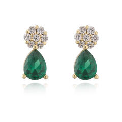 Elegant diamond flower colorful drop earrings studs copper earrings