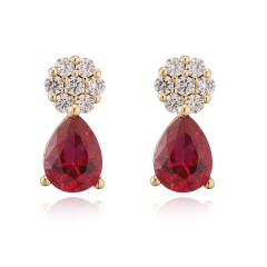 Elegant diamond flower colorful drop earrings studs copper earrings