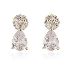 Elegant diamond flower colorful drop earrings studs copper earrings