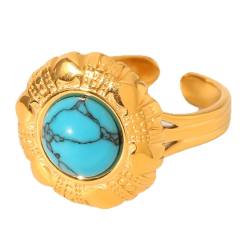 Vintage turquoise stone natural stone inlaid stainless steel rings