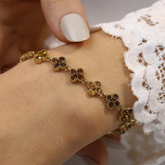 Colorful diamond clover stainless steel bracelet diamond bracelet tennis bracelet