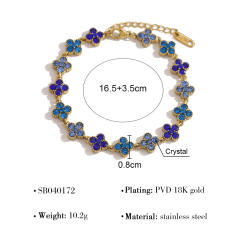 Colorful diamond clover stainless steel bracelet diamond bracelet tennis bracelet