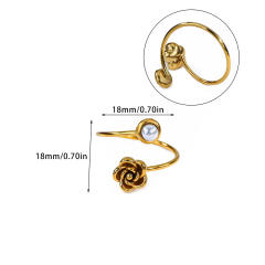 Simple rose flower stainless steel rings adjustable rings for women