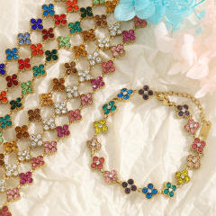 Colorful diamond clover stainless steel bracelet diamond bracelet tennis bracelet