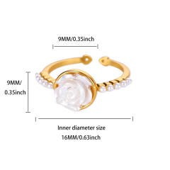 Simple rose flower stainless steel rings adjustable rings for women