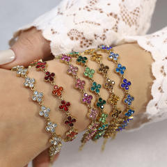 Colorful diamond clover stainless steel bracelet diamond bracelet tennis bracelet