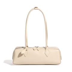 Women's 2025 New Korean Single Shoulder Large Capacity Cowhide Armpit Bag Long Red Baguette Bag for Women