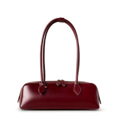 Women's 2025 New Korean Single Shoulder Large Capacity Cowhide Armpit Bag Long Red Baguette Bag for Women