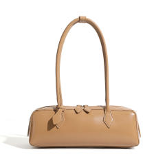 Women's 2025 New Korean Single Shoulder Large Capacity Cowhide Armpit Bag Long Red Baguette Bag for Women