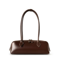 Women's 2025 New Korean Single Shoulder Large Capacity Cowhide Armpit Bag Long Red Baguette Bag for Women