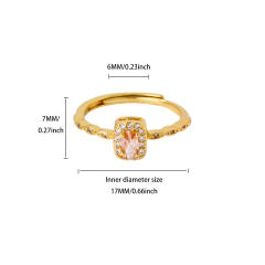 New French Retro Natural Stone Zircon Ring Flower Round Opening Stainless Steel Ring