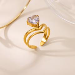 Light Luxury Versatile Zirconia Ring Fashion Simple Stainless Steel RingS Wholesale