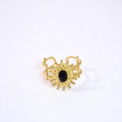 Retro Bohemian Sunflower Colorful Natural Stone Opening Ring Stainless Steel rings