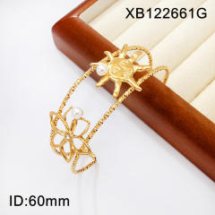 Titanium Steel Starfish Conch Sun Opening Women's Bracelet Ocean Style stainless steel bangle