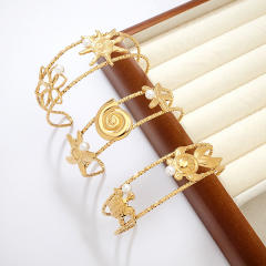 Titanium Steel Starfish Conch Sun Opening Women's Bracelet Ocean Style stainless steel bangle