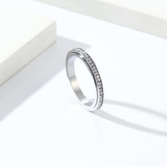 INS Simple 3mm Circle Full Diamond Rotatable stainless Steel Rings