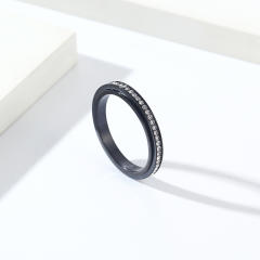 INS Simple 3mm Circle Full Diamond Rotatable stainless Steel Rings