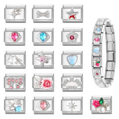 Creative Module Charms Steel Color DIY Square Module Jewelry Personalized Retro Handmade Craft Bracelet Accessories