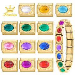 DIY Splicing Welded Gold Gemstone Bracelet Italian Module Bracelet Jewelry Creative Bracelet Accessories