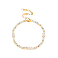 18KG tennis chain bracelet stainless steel bracelet diamond bracelet