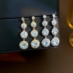 Super shiny round cubic zircon dangle earrings diamond earrings