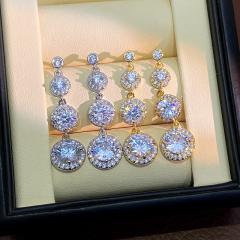Super shiny round cubic zircon dangle earrings diamond earrings