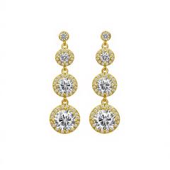Super shiny round cubic zircon dangle earrings diamond earrings
