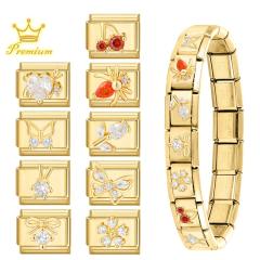 Elegant Italian Gold Bottom DIY Pendant Fashion Creative Italian Exquisite Bracelet Pendant Module Jewelry Accessories