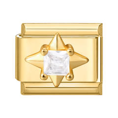 Module Charms in Gold with Simple Micro-Inlaid Zircon Design, DIY Connectable European-Style Creative Bracelet Jewelry Accessories