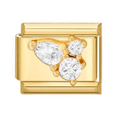 Module Charms in Gold with Simple Micro-Inlaid Zircon Design, DIY Connectable European-Style Creative Bracelet Jewelry Accessories