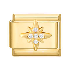 Module Charms in Gold with Simple Micro-Inlaid Zircon Design, DIY Connectable European-Style Creative Bracelet Jewelry Accessories
