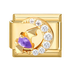 Module Charms in Gold with Simple Micro-Inlaid Zircon Design, DIY Connectable European-Style Creative Bracelet Jewelry Accessories