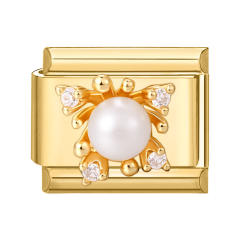 Module Charms in Gold with Simple Micro-Inlaid Zircon Design, DIY Connectable European-Style Creative Bracelet Jewelry Accessories